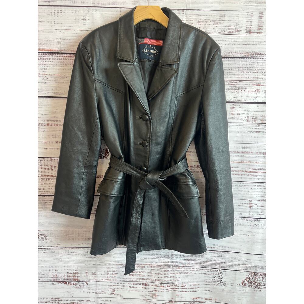 U.S.A. Leather vintage black leather jacket Women’s Size XL